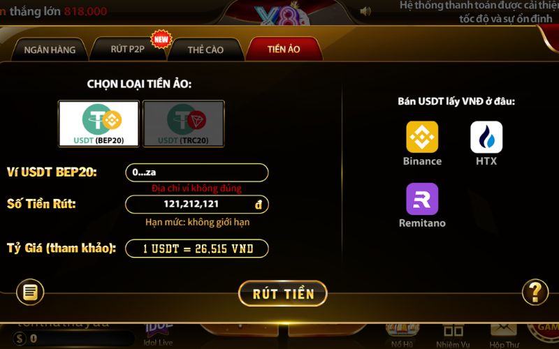 quy trình rút tiền online minh bạch